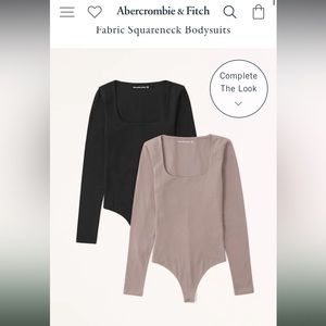 Abercrombie & Fitch Square Neck Bodysuit in Tan XL